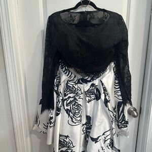 Elegant Black and White Lace Dress